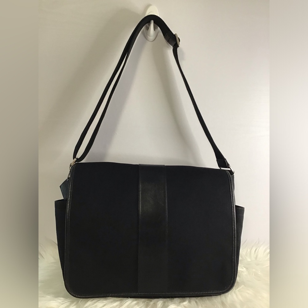 Coach Black Leather Canvas Messenger laptop Bag - Picture 4 of 16